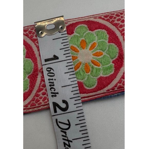 Hadley Pollet Embroidered Floral Tapestry Belt Tortoise Buckle